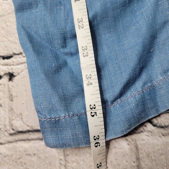 Loft Linen Blend Blue Paperbag Scrunch Waist Blue Lightweight Pants NWT Size XSP - Picture 11 of 15